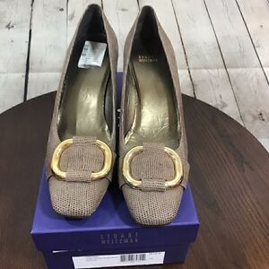 STUART WEITZMAN The Tube Haze Goose Bumps Nappa Leather Pumps like new size 10